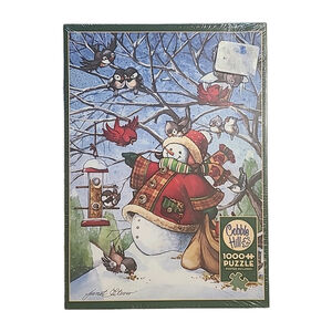 Cobble Hill Frosty Feeds Friends Winter Snowman 1000-Piece Jigsaw Puzzle